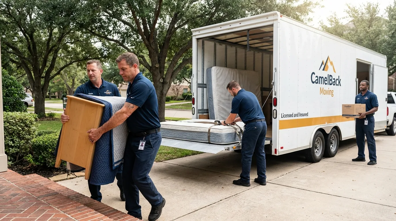Crew loading residential truck for cross-state move from Middle Village, NY