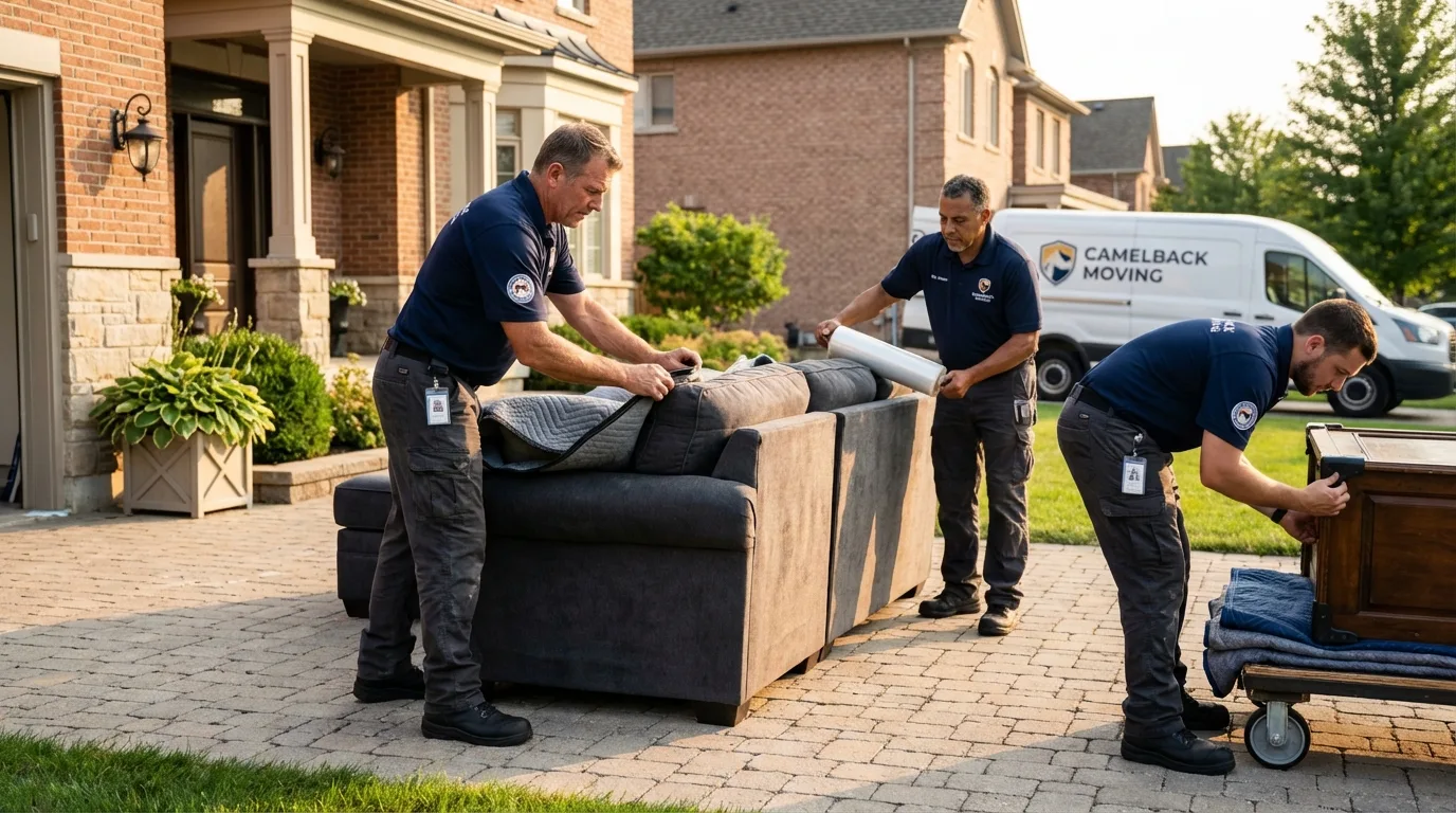 Large estate moving crew wrapping furniture in Middle Village, NY