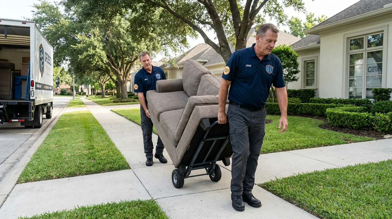 Local residential moving crew loading furniture in Middle Village, NY